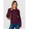 image:imageANRABESS Sweaters for Women Cable Knit Henley Neck Fall OutfitsWine Red