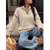 image:imageANRABESS Sweaters for Women Quarter Zip Pullover Collared 2026 Fall OutfitsAlmond