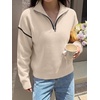 image:imageANRABESS Sweaters for Women Quarter Zip Pullover Collared 2026 Fall OutfitsAlmond