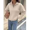image:imageANRABESS Sweaters for Women Quarter Zip Pullover Collared 2026 Fall OutfitsAlmond Solid Color