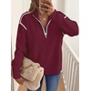 image:imageANRABESS Sweaters for Women Quarter Zip Pullover Collared 2026 Fall OutfitsBurgund