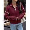 image:imageANRABESS Sweaters for Women Quarter Zip Pullover Collared 2026 Fall OutfitsBurgund