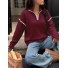 image:imageANRABESS Sweaters for Women Quarter Zip Pullover Collared 2026 Fall OutfitsBurgund