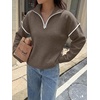 image:imageANRABESS Sweaters for Women Quarter Zip Pullover Collared 2026 Fall OutfitsCoffee