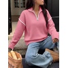 image:imageANRABESS Sweaters for Women Quarter Zip Pullover Collared 2026 Fall OutfitsCoral Pink
