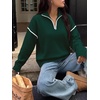 image:imageANRABESS Sweaters for Women Quarter Zip Pullover Collared 2026 Fall OutfitsDark Green