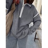 image:imageANRABESS Sweaters for Women Quarter Zip Pullover Collared 2026 Fall OutfitsDark Grey