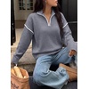 image:imageANRABESS Sweaters for Women Quarter Zip Pullover Collared 2026 Fall OutfitsDark Grey