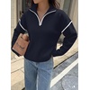 image:imageANRABESS Sweaters for Women Quarter Zip Pullover Collared 2026 Fall OutfitsDeep Blue