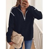 image:imageANRABESS Sweaters for Women Quarter Zip Pullover Collared 2026 Fall OutfitsDeep Blue