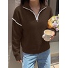 image:imageANRABESS Sweaters for Women Quarter Zip Pullover Collared 2026 Fall OutfitsDeep Coffee