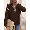 image:imageANRABESS Sweaters for Women Quarter Zip Pullover Collared 2026 Fall OutfitsDeep Coffee