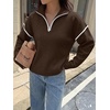 image:imageANRABESS Sweaters for Women Quarter Zip Pullover Collared 2026 Fall OutfitsDeep Coffee