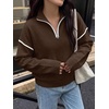 image:imageANRABESS Sweaters for Women Quarter Zip Pullover Collared 2026 Fall OutfitsDeep Coffee