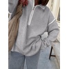 image:imageANRABESS Sweaters for Women Quarter Zip Pullover Collared 2026 Fall OutfitsGrey