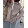 image:imageANRABESS Sweaters for Women Quarter Zip Pullover Collared 2026 Fall OutfitsGrey Khaki
