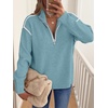 image:imageANRABESS Sweaters for Women Quarter Zip Pullover Collared 2026 Fall OutfitsLight Blue