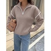 image:imageANRABESS Sweaters for Women Quarter Zip Pullover Collared 2026 Fall OutfitsLight Khkai