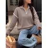 image:imageANRABESS Sweaters for Women Quarter Zip Pullover Collared 2026 Fall OutfitsLight Khkai