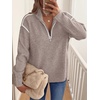 image:imageANRABESS Sweaters for Women Quarter Zip Pullover Collared 2026 Fall OutfitsLight Khkai