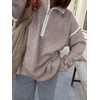 image:imageANRABESS Sweaters for Women Quarter Zip Pullover Collared 2026 Fall OutfitsLight Khkai