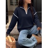 image:imageANRABESS Sweaters for Women Quarter Zip Pullover Collared 2026 Fall OutfitsNavy Blue