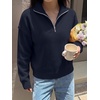 image:imageANRABESS Sweaters for Women Quarter Zip Pullover Collared 2026 Fall OutfitsNavy Blue Solid Color