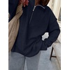 image:imageANRABESS Sweaters for Women Quarter Zip Pullover Collared 2026 Fall OutfitsNavy Blue Solid Color