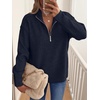 image:imageANRABESS Sweaters for Women Quarter Zip Pullover Collared 2026 Fall OutfitsNavy Blue Solid Color
