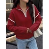 image:imageANRABESS Sweaters for Women Quarter Zip Pullover Collared 2026 Fall OutfitsRed