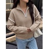 image:imageANRABESS Sweaters for Women Quarter Zip Pullover Collared 2026 Fall OutfitsTan