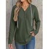 image:imageANRABESS Waffle Knit Hoodies for Women Lightweight SweatshirtArmy Green