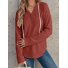 image:imageANRABESS Waffle Knit Hoodies for Women Lightweight SweatshirtBirck Red