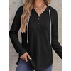 image:imageANRABESS Waffle Knit Hoodies for Women Lightweight SweatshirtBlack