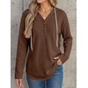 image:imageANRABESS Waffle Knit Hoodies for Women Lightweight SweatshirtBrown