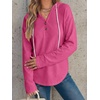 image:imageANRABESS Waffle Knit Hoodies for Women Lightweight SweatshirtHot Pink