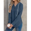 image:imageANRABESS Waffle Knit Hoodies for Women Lightweight SweatshirtNavy Blue