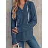 image:imageANRABESS Waffle Knit Hoodies for Women Lightweight SweatshirtNavy Blue