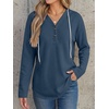 image:imageANRABESS Waffle Knit Hoodies for Women Lightweight SweatshirtNavy Blue