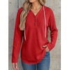 image:imageANRABESS Waffle Knit Hoodies for Women Lightweight SweatshirtRed