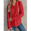 image:imageANRABESS Waffle Knit Hoodies for Women Lightweight SweatshirtRed