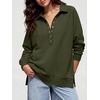 image:imageANRABESS Womens Oversized Button Up Henley SweatshirtsArmy Green