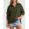 image:imageANRABESS Womens Oversized Button Up Henley SweatshirtsArmy Green