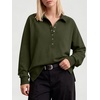 image:imageANRABESS Womens Oversized Button Up Henley SweatshirtsArmy Green
