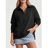image:imageANRABESS Womens Oversized Button Up Henley SweatshirtsBlack