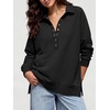image:imageANRABESS Womens Oversized Button Up Henley SweatshirtsBlack