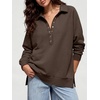 image:imageANRABESS Womens Oversized Button Up Henley SweatshirtsCoffee