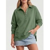 image:imageANRABESS Womens Oversized Button Up Henley SweatshirtsGreen
