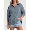 image:imageANRABESS Womens Oversized Button Up Henley SweatshirtsGrey Blue