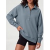image:imageANRABESS Womens Oversized Button Up Henley SweatshirtsGrey Blue